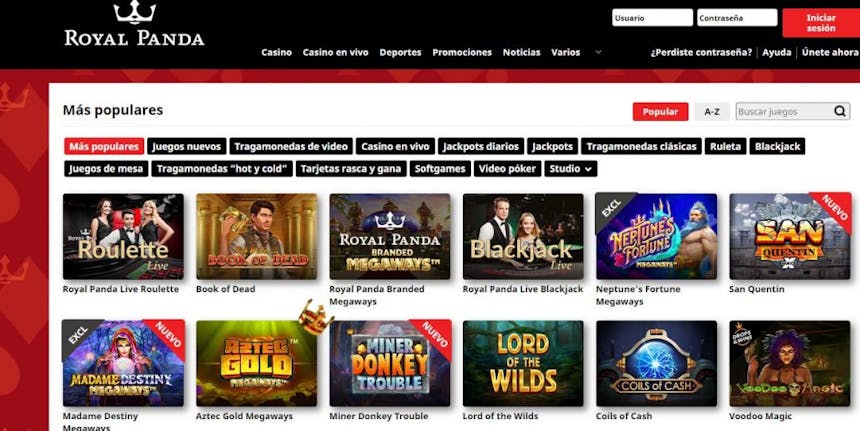 Juegos de casino de Royalpanda