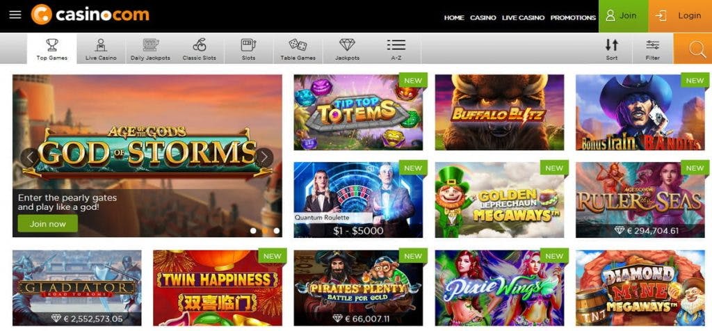 Máquinas tragamonedas, slots e tragaperras de Casino.com