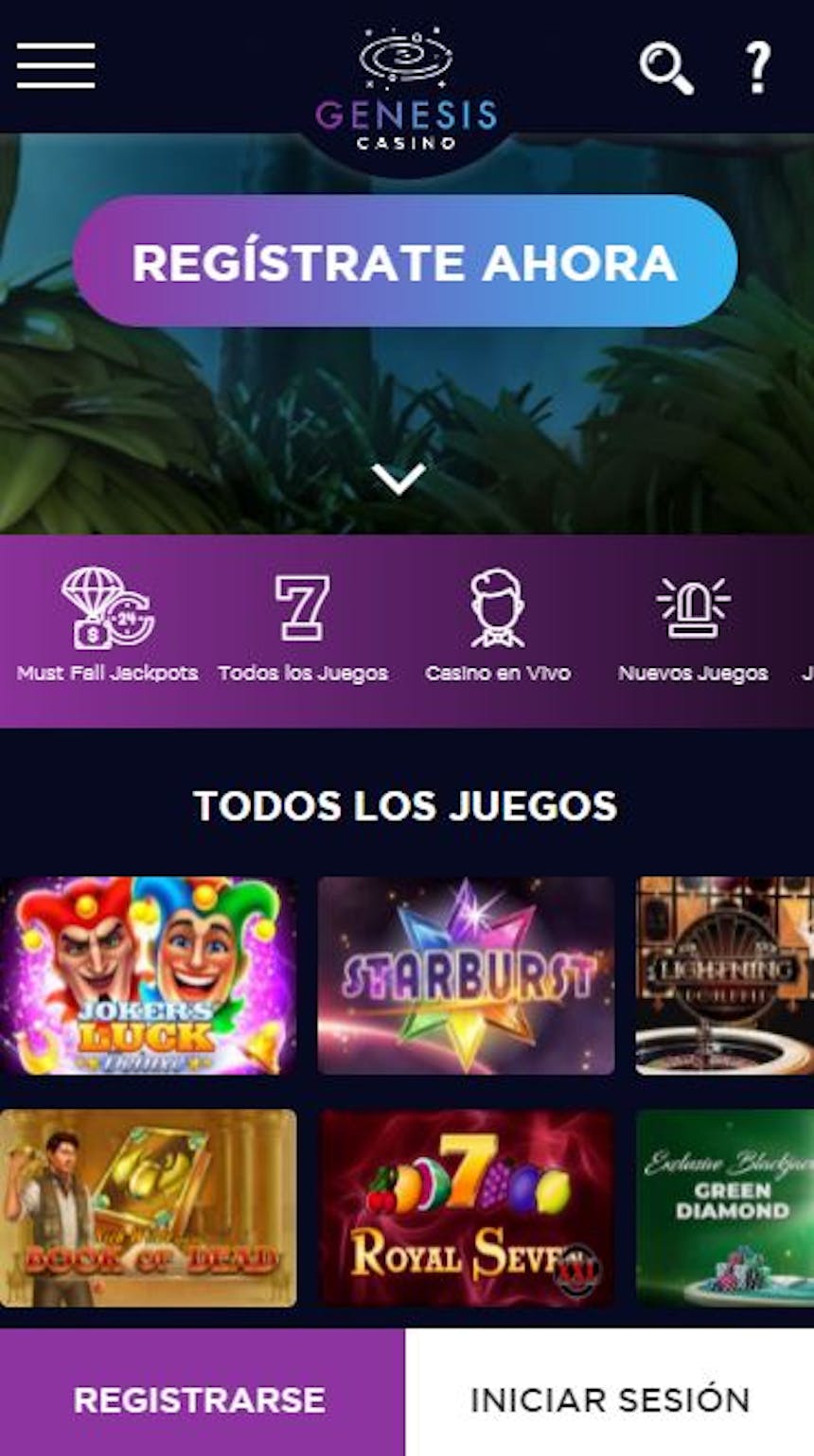 Aplicacion movil de Genesis Casino